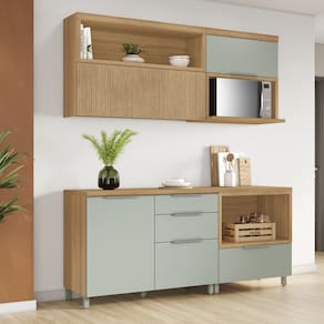 Cozinha Completa Nesher Marquesa em MDF com 3 Portas, 3 Gavetas, 3 Prateleiras - 190cm