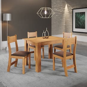 Mesa de Jantar Retangular Viero Tulipa com 4 Cadeiras Estofadas e Revestidas em Veludo