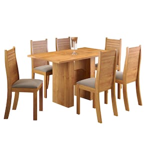 Mesa de Jantar Retangular Viero Carmen com 6 Cadeiras Estofadas e Revestidas em Veludo