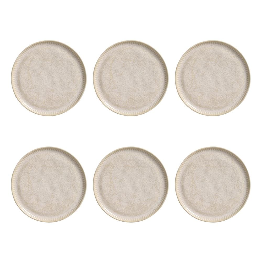 Conjunto de Pratos de Sobremesa Porto Brasil Linhas Latte com 6 peças - Bege