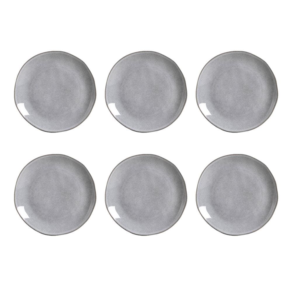 Conjunto de Pratos Rasos Porto Brasil Orgânico Concreto com 6 Peças - Cinza