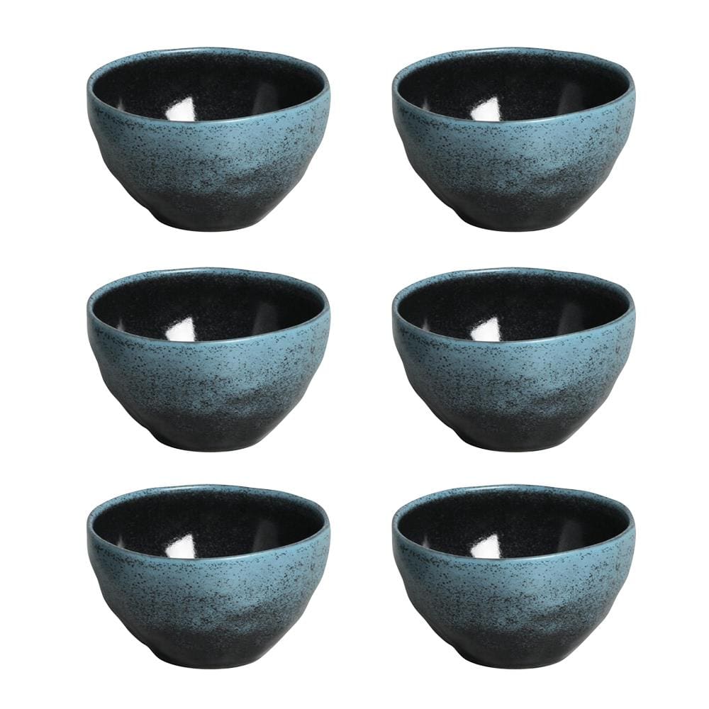 Conjunto de Bowls Orgânicos Petroleum Porto Brasil Cerâmica 6 Peças 558 ml - Azul