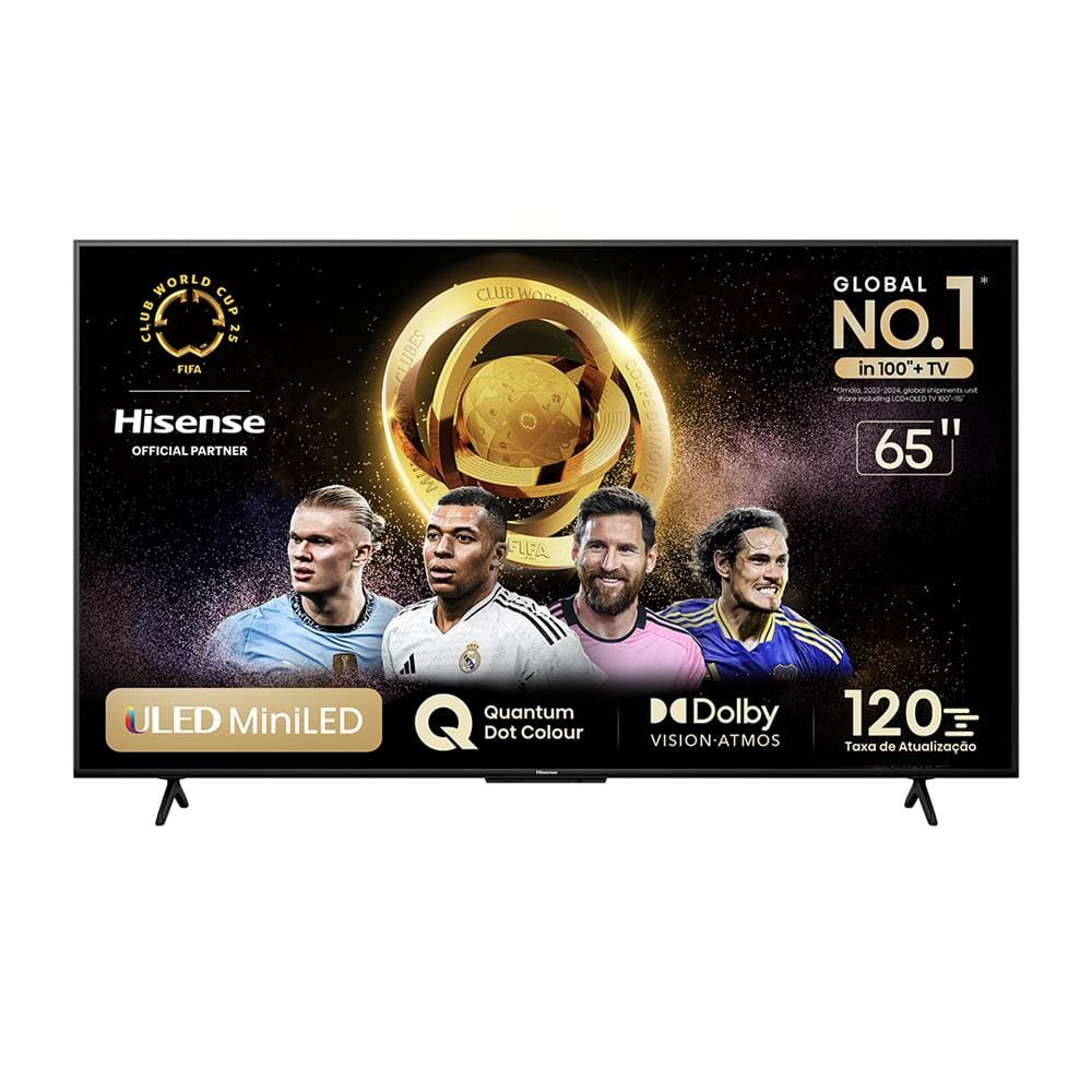 Smart TV 65" UHD 4K Mini LED Hisense 65U6N Google TV, Processador com AI, HDR10+, Dolby Atmos, Sports Mode, Game Mode Plus e Compatível com Alexa
