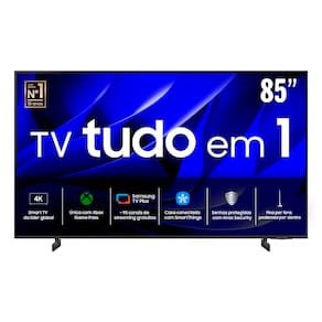 Smart TV 85” 4K Samsung Ultra HD 85DU8000 com processador Crystal 4K, Gamig Hub, AI Energy Mode, Alexa built in, Wi-Fi, Bluetooth, USB e HDMI