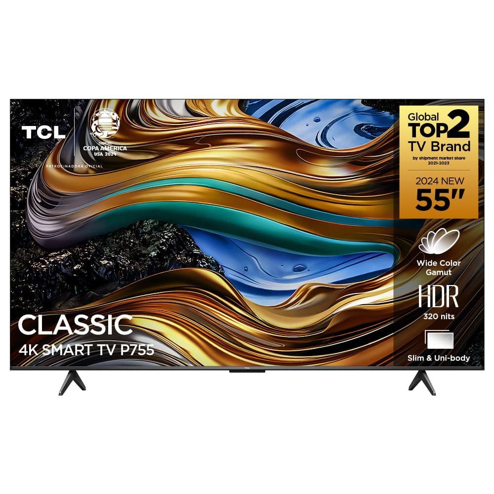 Smart TV 55” Ultra HD 4K TCL 55P755 LED com Google TV, Dolby Vision e Atmos, HDR10+, Wi-Fi, Bluetooth, Google Assistente e Design sem Bordas