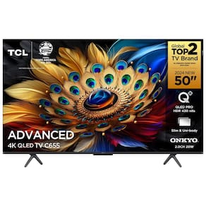 Smart TV 50" QLED 4K TCL 50C655 com Processador AIPQ, Google TV, HDR10+, Wi-Fi Dual Band, Bluetooth Integrado, Google Assistente, Dolby Vision e Atmos