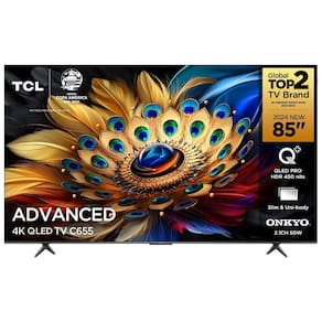 Smart TV 85" QLED 4K TCL 85C655 com Processador AIPQ, Google TV, HDR10+, Wi-Fi Dual Band, Bluetooth Integrado, Google Assistente, Dolby Vision e Atmos