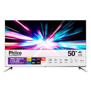 Smart TV 50" LED UHD 4K Philco PTV5 0G7PR2CSB com HDMI, USB, Wi-Fi e Dolby Audio