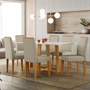 Mesa de Jantar Retangular New Ceval Amsterdam com 6 Cadeiras Estofadas e Revestidas