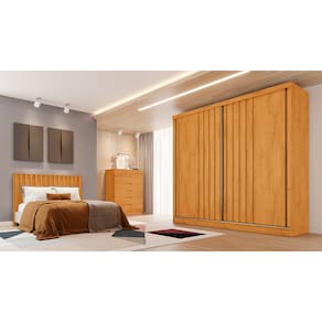 Guarda-Roupa Europa Mademarques Córdoba, 2 portas de correr, 4 gavetas e 15 prateleiras – 226 cm de Largura
