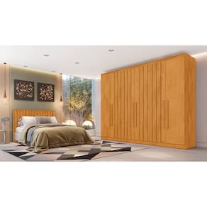 Guarda-Roupa Europa Mademarques Sicilia, 6 Portas de Bater, 4 Gavetas e 15 prateleiras - 210cm de Largura