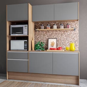 Cozinha Compacta Politorno Mov Evora MDP com 6 portas, 1 Gaveta e 1 Prateleira - 182cm de largura
