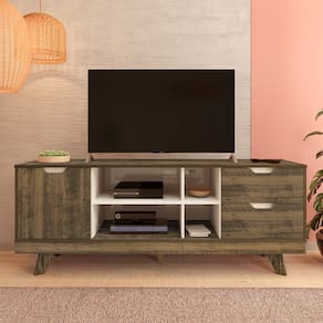 Rack Michigan Artely com 2 gavetas e 4 nichos para TVs de até 65 polegadas