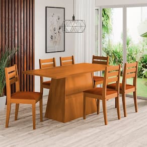 Mesa de Jantar Retangular Dobue Dakar com 6 cadeiras estofadas – 80cm de largura