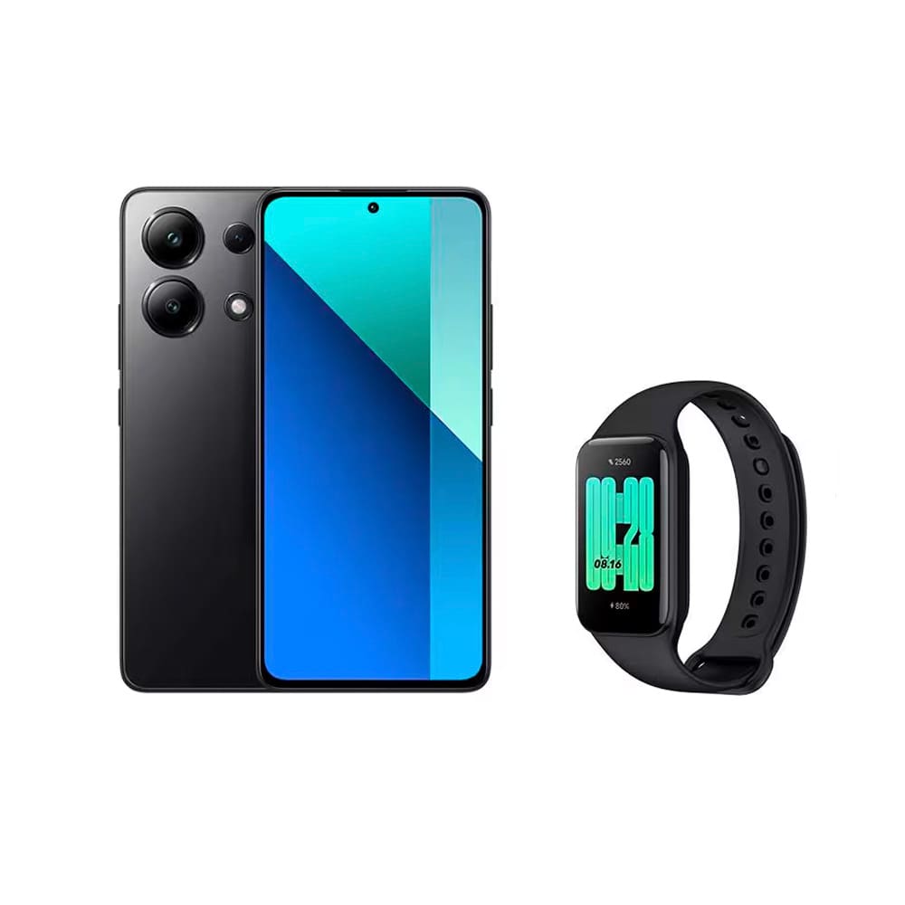 Smartphone Xiaomi Redmi Note 13 Preto, 256GB, Tela 6.7”, 8GB RAM, Câmera Tripla Traseira, Android 13 e Processador Octa-Core com Pulseira Inteligente