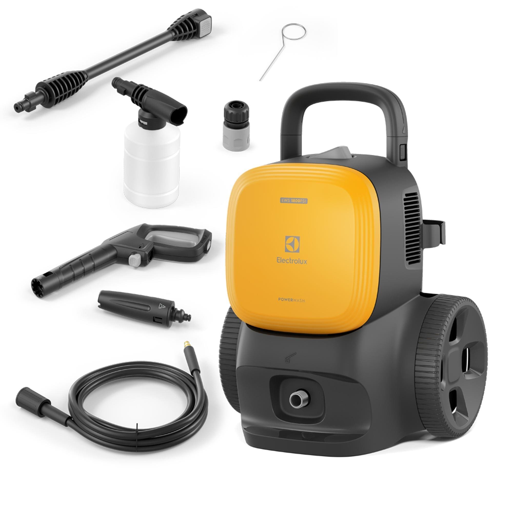 Lavadora de Alta Pressão Electrolux PowerWash 1400W com 1800PSI, Alça Retrátil, Engate Rápido, Bico Vario, Stop Total e Aplicador de Detergente - 220V
