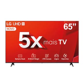 Smart TV 65" Ultra HD 4K LG 65UT8050PSA com Processador a5 Ger7 AI, Alexa/Chromecast Integrado, Wi-Fi, Bluetooth e HDMI