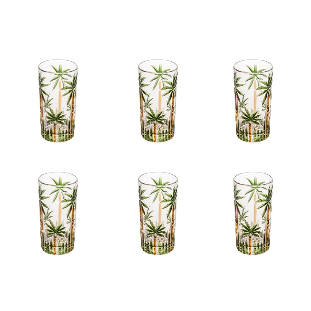 Conjunto de Copos Wolff em Cristal Palm Tree Handpaint com 360 ml – 6 Peças