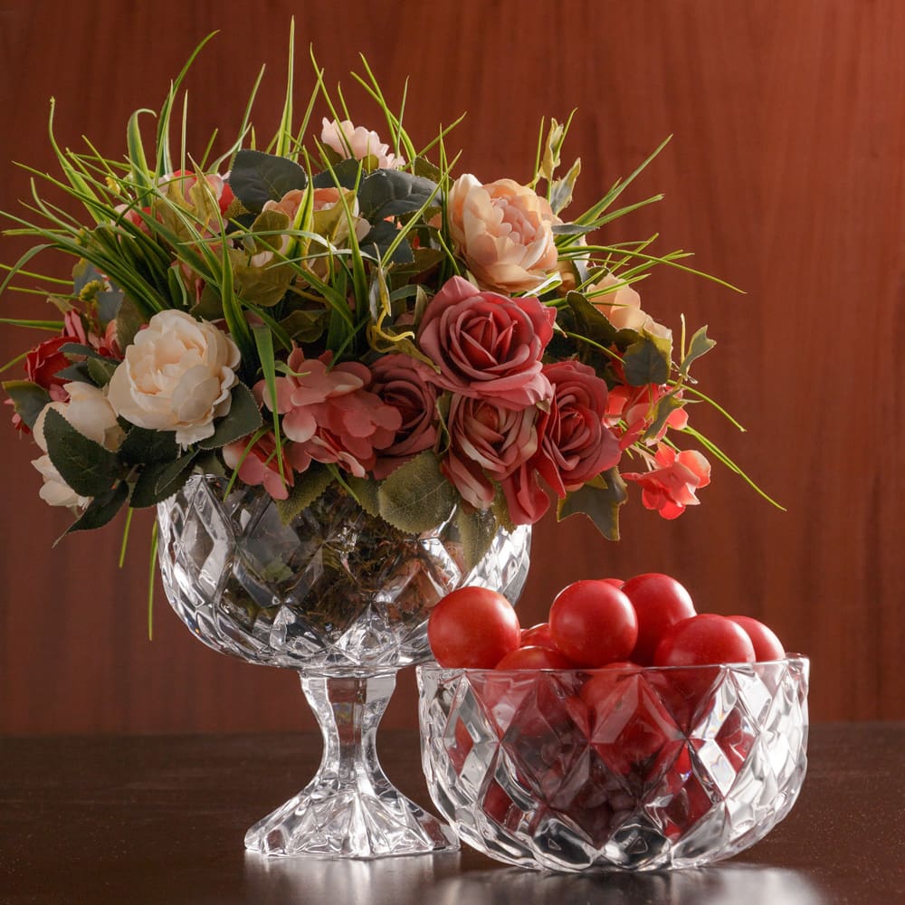 Centro de Mesa Lyor em Cristal com Pé Deli Diamond – 18x18cm