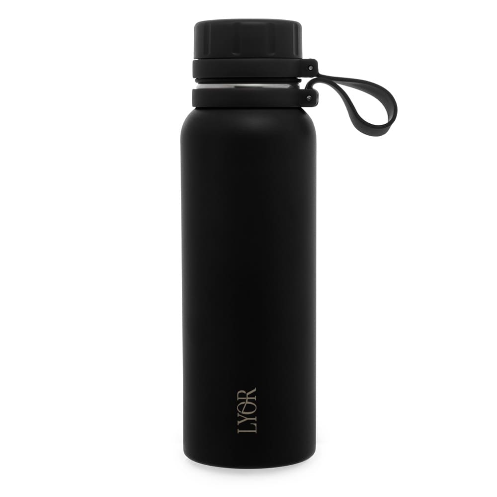 Garrafa Térmica de Aço Inox Lyor Explorer Preta – 650ml