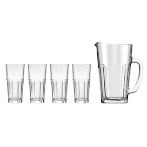 Conjunto de Jarra 1,2L e Copos 340ml Nadir Bistrô em Vidro – 5 Peças