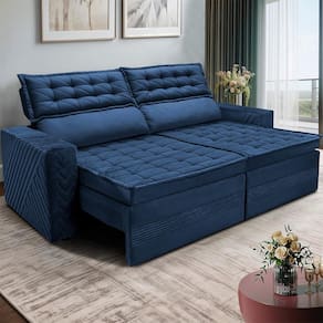 Sofá 4 Lugares Cama inBox Cielo com Assento Retrátil, Encosto Reclinável em Suede Velusoft e 230cm de Largura