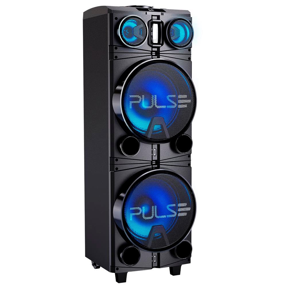 Torre de Som Pulse Storm SP514 com Iluminação LED, Bluetooth, Entradas de Microfones e Rádio FM- 1500W RMS