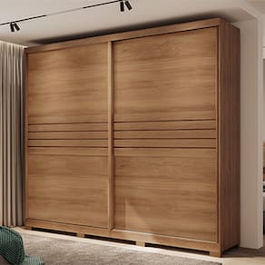Guarda-Roupa Carraro Magnum Flex com 2 Portas de Correr, 4 Gavetas e 9 Prateleiras 237cm de Largura – Freijó e Freijó/Avelã