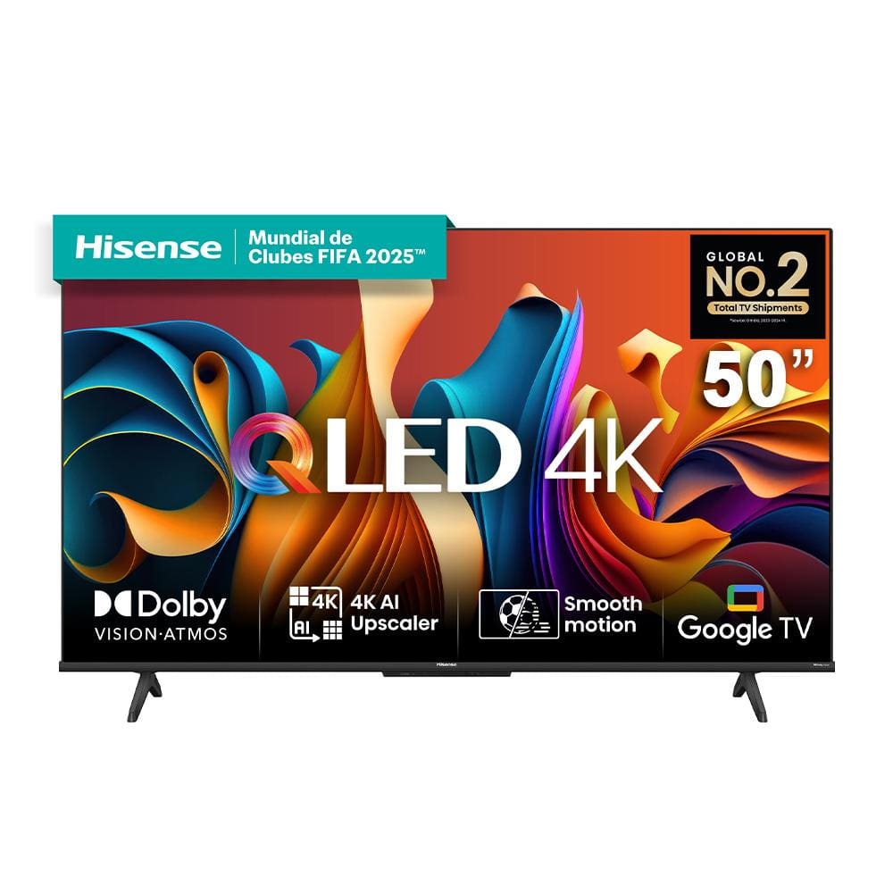 Smart TV 50” Hisense Ultra HD 4K QLED Q6N, Google TV com HDR10+, Dolby Atmos, Modo Esporte, Modo Jogo e Compatível com Alexa - 50A51HSV