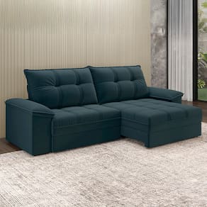 Sofá Retrátil e Reclinável 4 Lugares 2,60m Revestimento Suede com Molas Ensacadas Luizzi California Soft