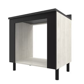 Balcão para Forno e Cooktop de 5 Bocas Bartira Rubi com 80,1cm de Largura - Freixo/Preto Poah