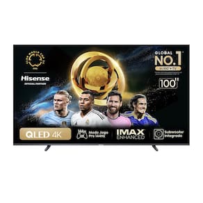 Smart TV 100" UHD 4K QLED Hisense 100U7N Google TV, Subwoofer Integrado, Modo Jogo 144Hz, IMAX e Compatível com Alexa