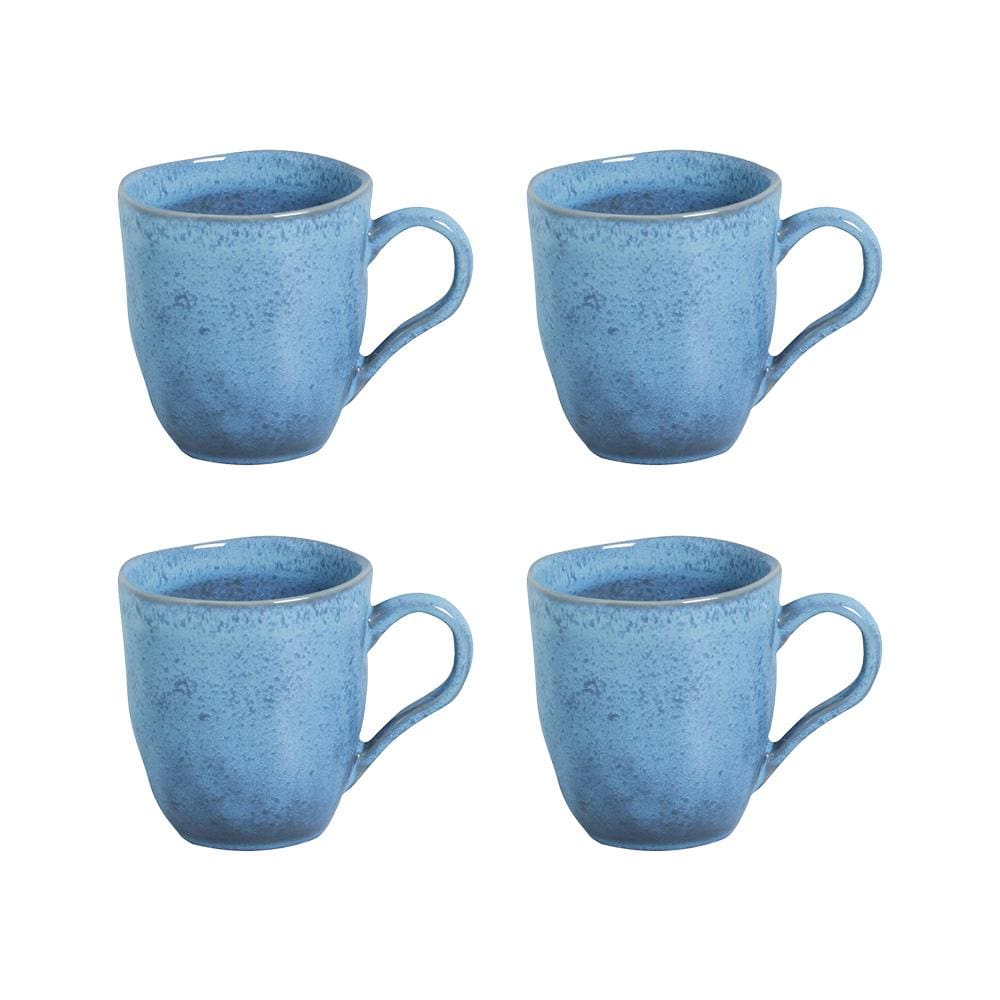 Conjunto de Canecas Porto Brasil Orgânico Breeze em Stoneware Azul 273ml - 4 Peças