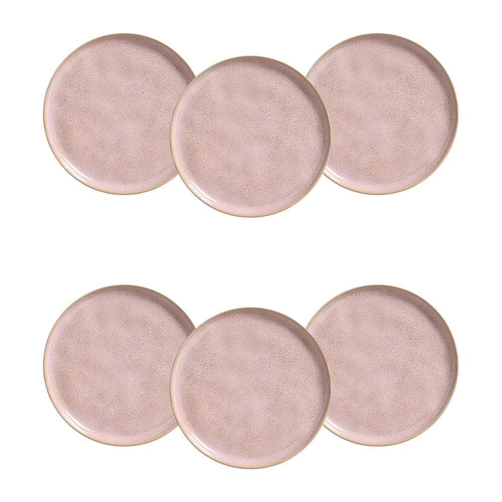 Conjunto de Pratos de Sobremesa Porto Brasil Bio Litchi Rosa Claro 21,5cm - 6 Peças