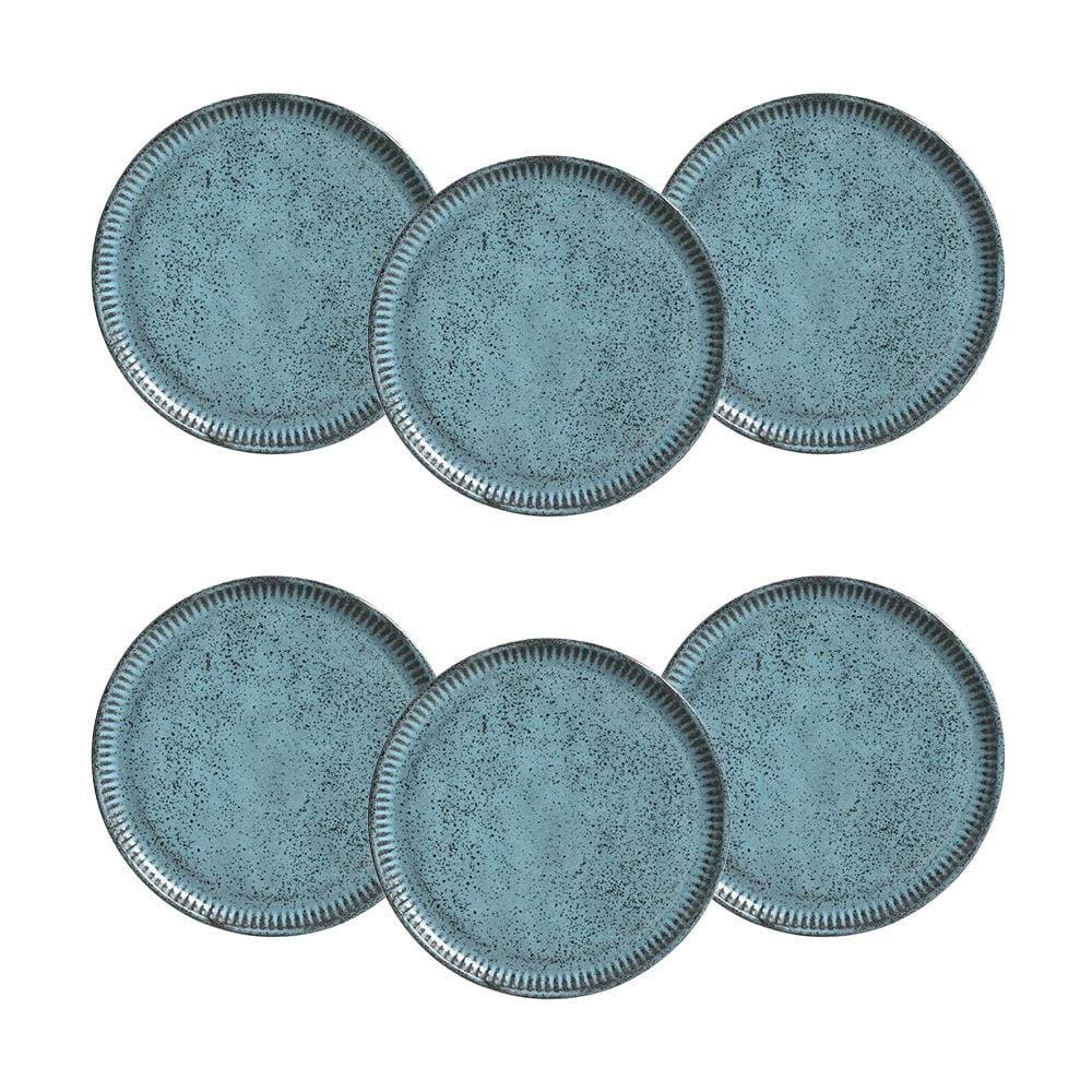 Conjunto de Pratos de Sobremesa Porto Brasil Linhas Night Sky Azul 21,5cm - 6 Peças