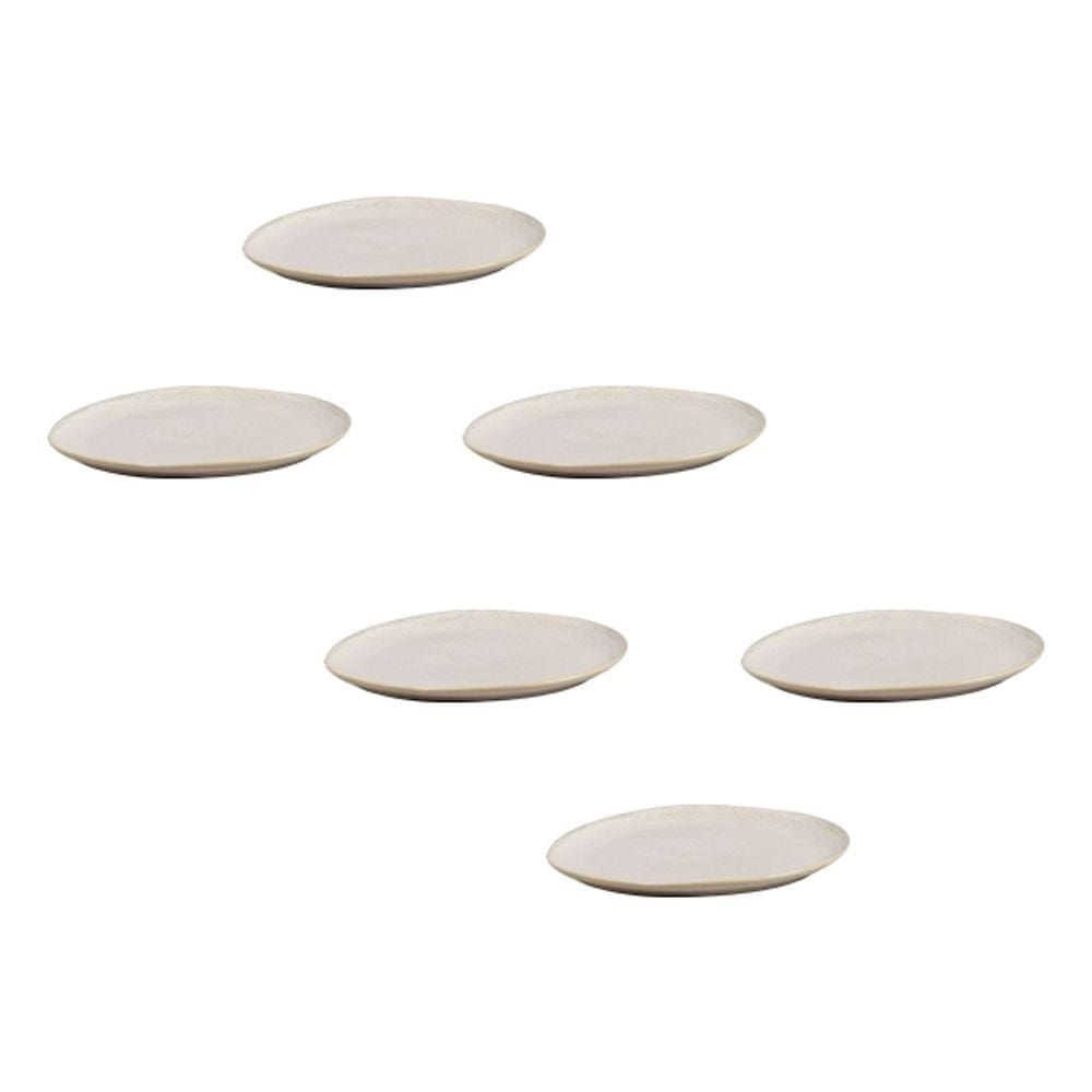 Conjunto de Pratos de Sobremesa Ovais Porto Brasil Orgânico Latte 22,5cm - 6 peças
