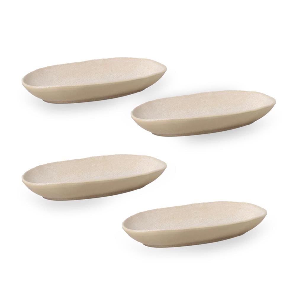 Conjunto de Travessas Ovais Grandes Porto Brasil Orgânico Latte 32x16cm - 4 Peças