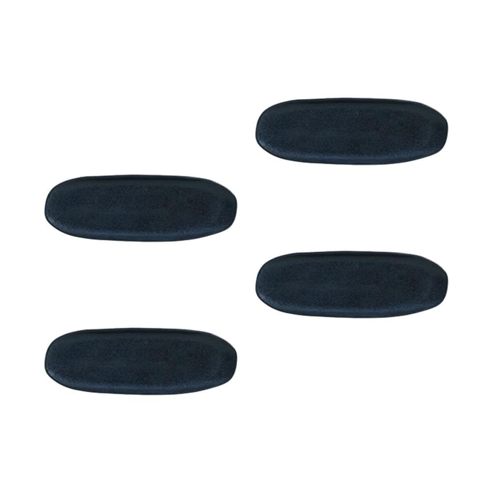 Conjunto de Travessas Oval Rasa Grande Porto Brasil Orgânico Night Blue 36x13cm - 4 Peças