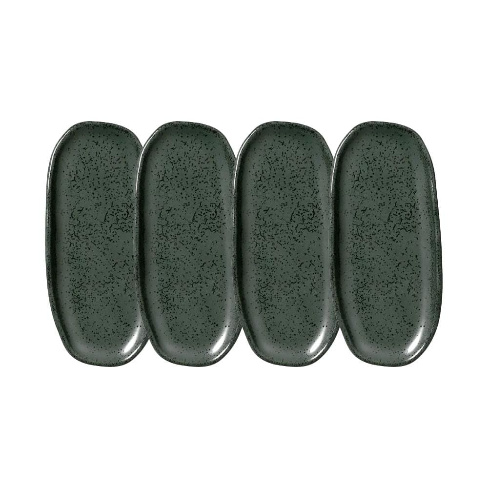 Conjunto de Travessas Oval Rasa Mini Porto Brasil Orgânico Greenery 16,5x8cm - 4 Peças