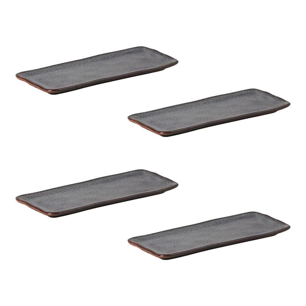 Conjunto de Travessas Retangulares Médias Porto Brasil Orgânico Titanium 33x13cm - 4 Peças