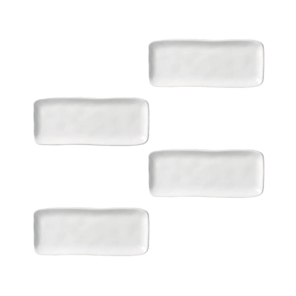 Conjunto de Travessas Retangulares Pequenas Porto Brasil Orgânico New White 22x9,5cm - 4 Peças