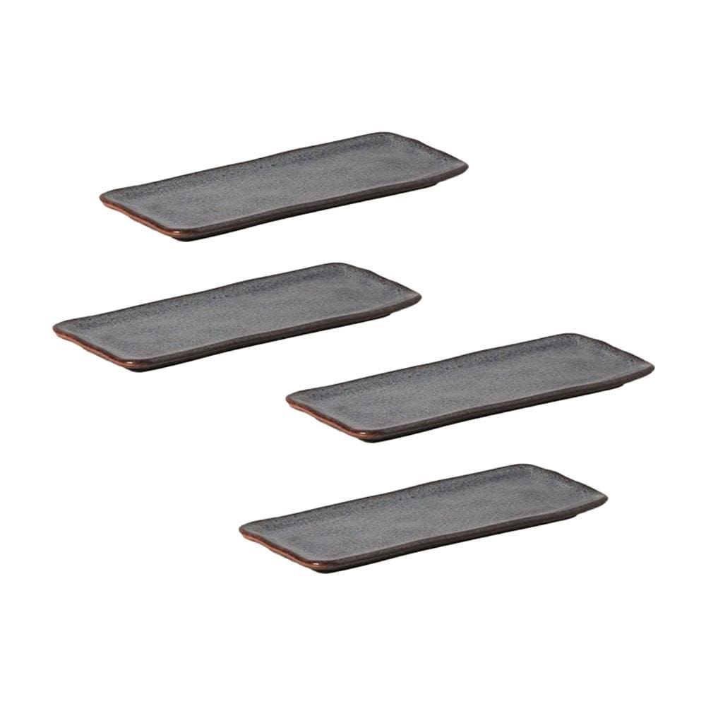 Conjunto de Travessas Retangulares Pequenas Porto Brasil Titanium 22x9,5cm - 4 Peças
