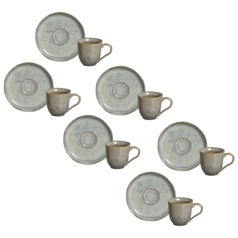 Conjunto de Xícaras de Café com Pires Porto Brasil Bio Green Granite 120ml - 6 Peças