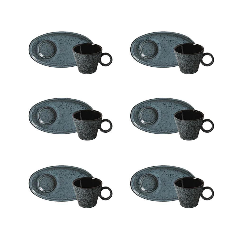 Conjunto de Xícaras de Café com Pires Oval Porto Brasil Neo Night Sky 110ml - 6 Peças