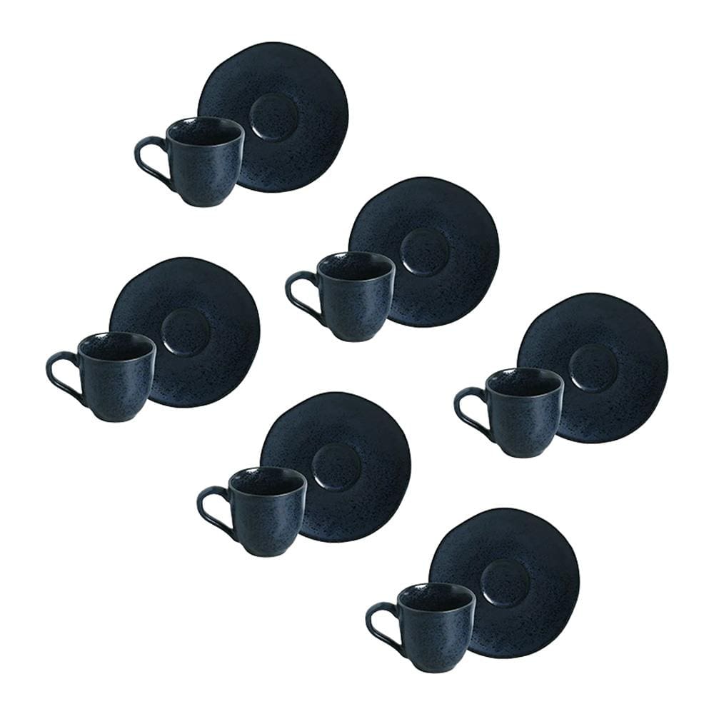 Conjunto de Xícaras de Café com Pires Porto Brasil Orgânico Night Blue 120ml - 6 Peças