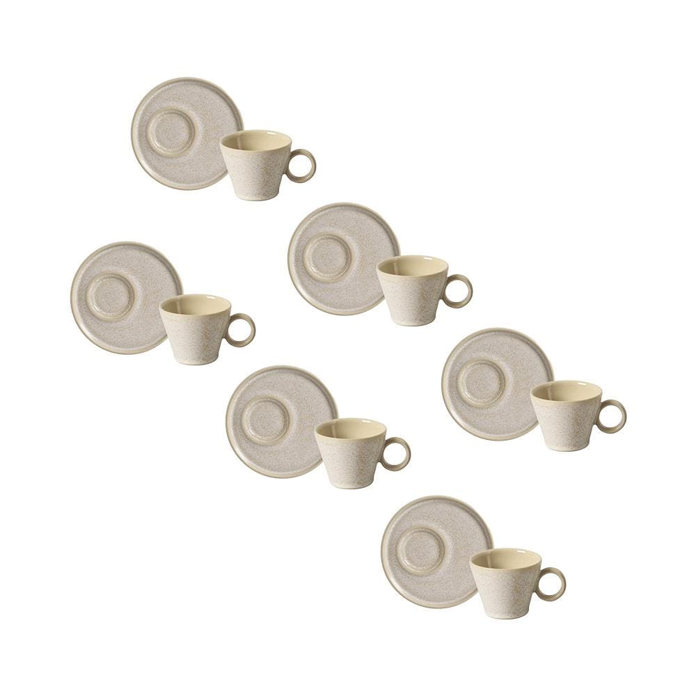 Conjunto de Xícaras de Chá com Pires Porto Brasil Neo Latte 210ml - 6 Peças