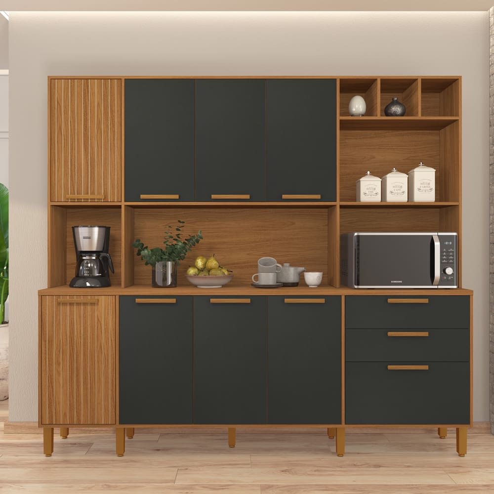 Cozinha Compacta Indekes Gramado com 9 Portas e 2 Gavetas - 219cm de Largura