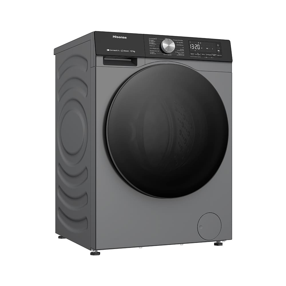 Lava e Seca Hisense 11/7kg WD3S11 com Motor Inverter, Controle Wi-Fi, 13 Programas de Lavagem e 3 de Secagem, Painel Touch - Titanium