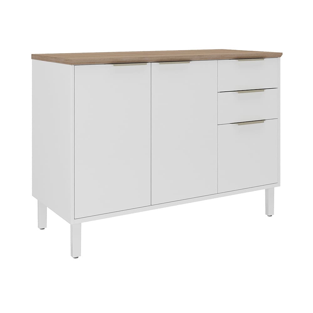 Balcão Triplo Itatiaia Renova com 3 Portas, 2 Gavetas, 1 Prateleira e 120cm largura - Branco Neve