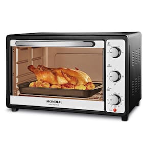 Forno Elétrico Mondial Grand Family II FR-52 com Multifunções, Controle de Temperatura e Timer de 90 Minutos Preto/Inox 1800W - 52 Litros